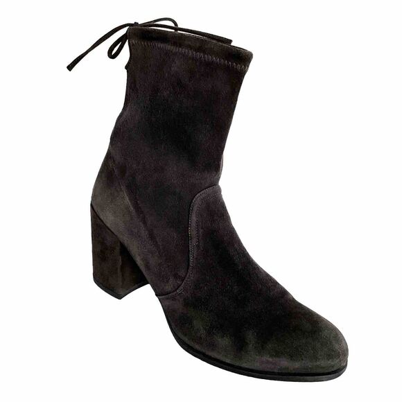 Stuart Weitzman Bootie 10M Dark Grey Short Sock Boot Tie...